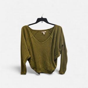 Free people Olive Green Waffle Knit top